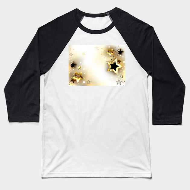 White Background with Gold Stars Baseball T-Shirt by Blackmoon9